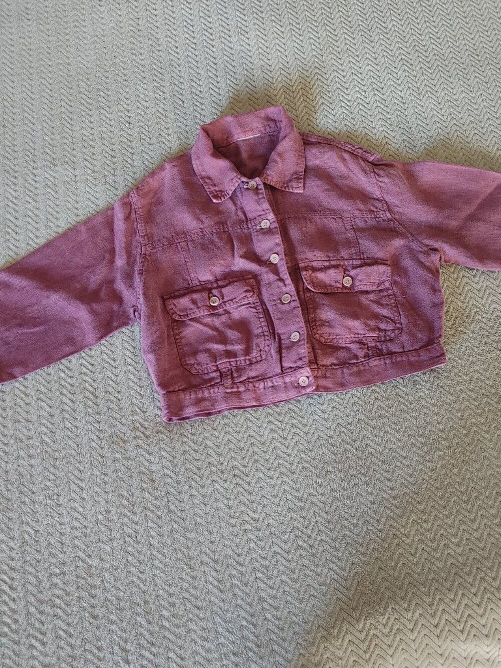 ✨ Vintage Raspberry Pink Linen Cropped Jacket ✨ - Picture 14 of 16